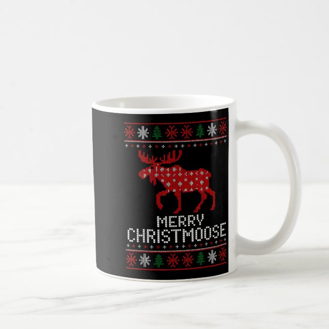 Taza De Café Merry Christmoose Funny Christmas Moose Sweater An (Derecha)