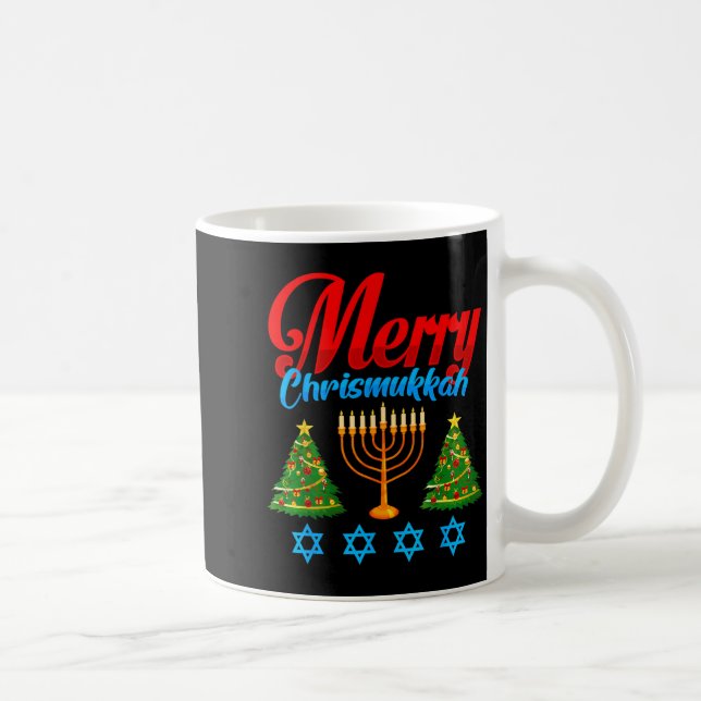 Taza De Café Merry Christmukkah Jewish Xmas Christmas Hanukkah  (Derecha)