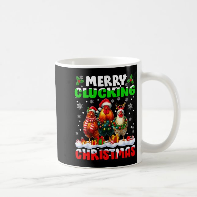 Taza De Café Merry Clucking Christmas Funny Chicken Santa Hat X (Derecha)