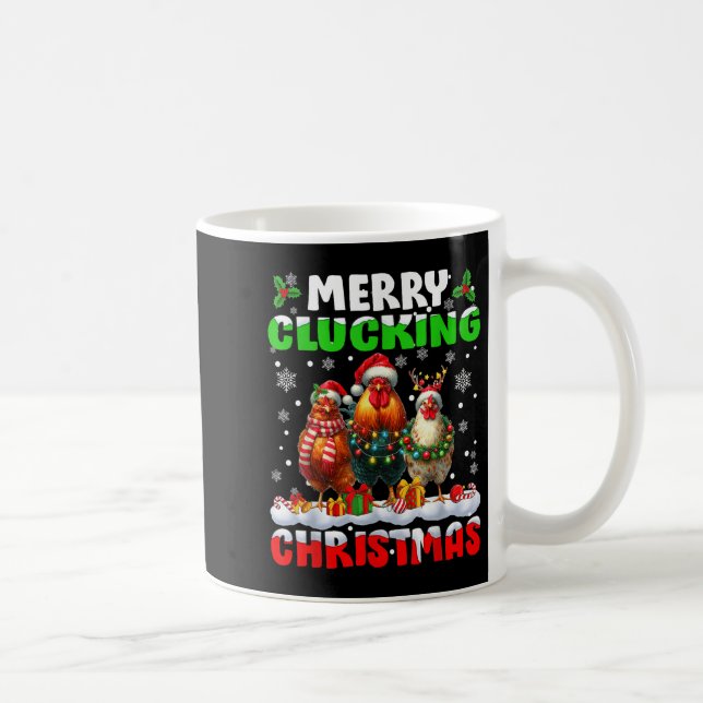 Taza De Café Merry Clucking Christmas Funny Chicken Santa Hat X (Derecha)