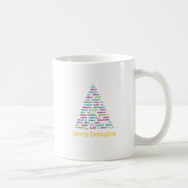 Taza De Café Merry Debugging Code Christmas Tree Art (Derecha)