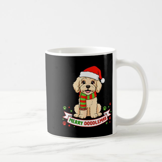 Taza De Café Merry Doodlemas Goldendoodle Christmas Doodle Dog  (Derecha)