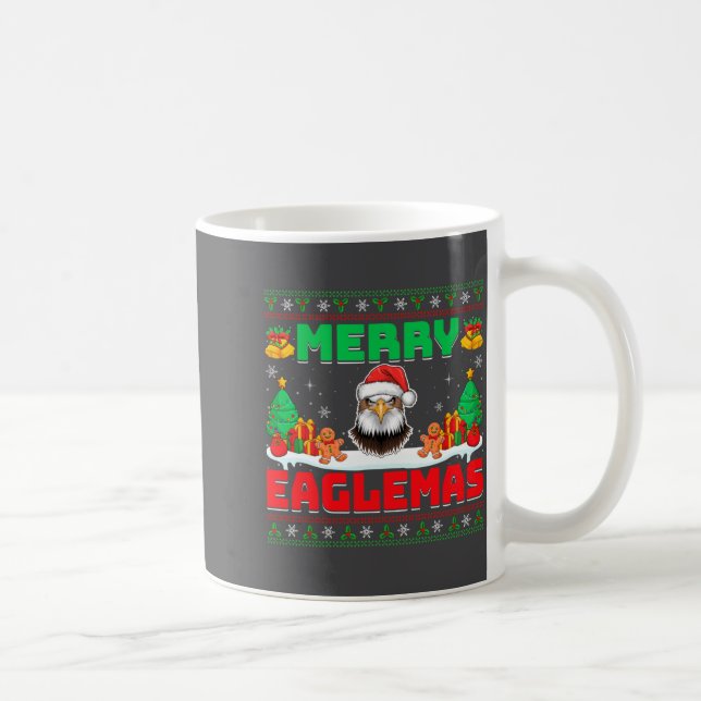 Taza De Café Merry Eaglemas - Eagle Wearing Santa Hat Ugly Chri (Derecha)