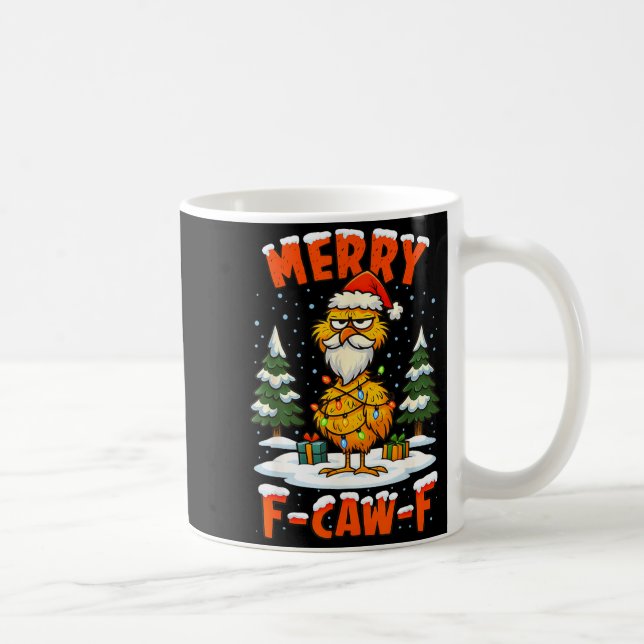 Taza De Café Merry F-caw-f Chicken Christmas Funny Rooster Men  (Derecha)