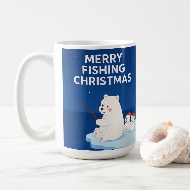 Taza De Café Merry Fishing Christmas – Cute Polar Bear&Snowmen (Con donut)