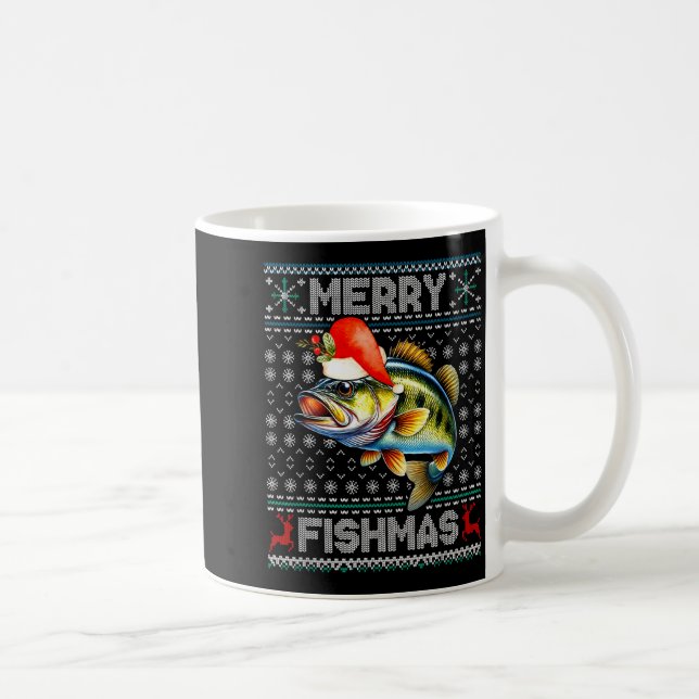 Taza De Café Merry Fishmas Christmas Holiday Santa Fishing Xmas (Derecha)