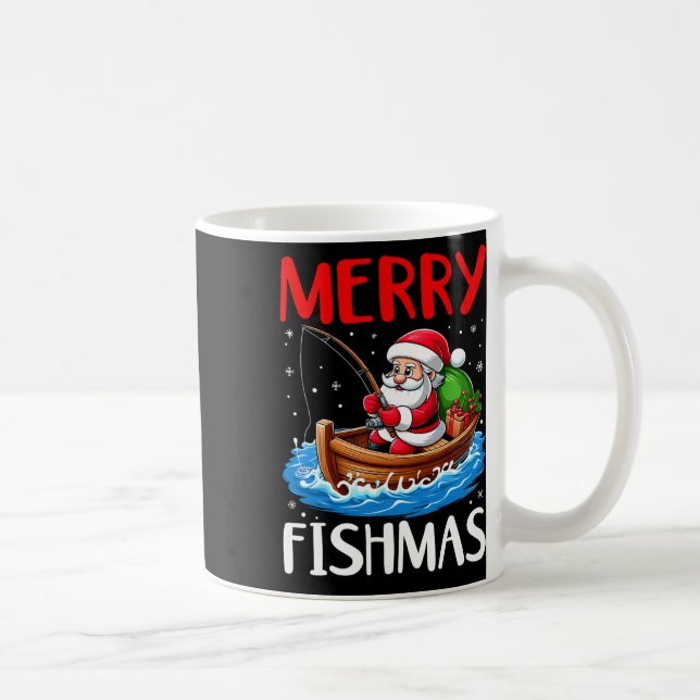 Taza De Café Merry Fishmas Navidades graciosos (Derecha)