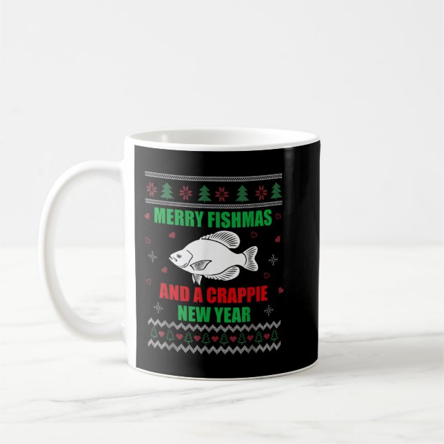 Taza De Café Merry Fishmas Pescador Pescador Feo Navidad (Izquierda)