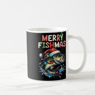 Taza De Café Merry Fishmas Santa Fishing Amantes Graciosos