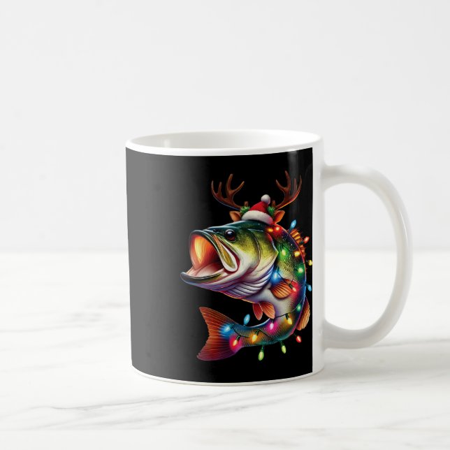 Taza De Café Merry Fishmas Santa Fishing Amantes Graciosos (Derecha)