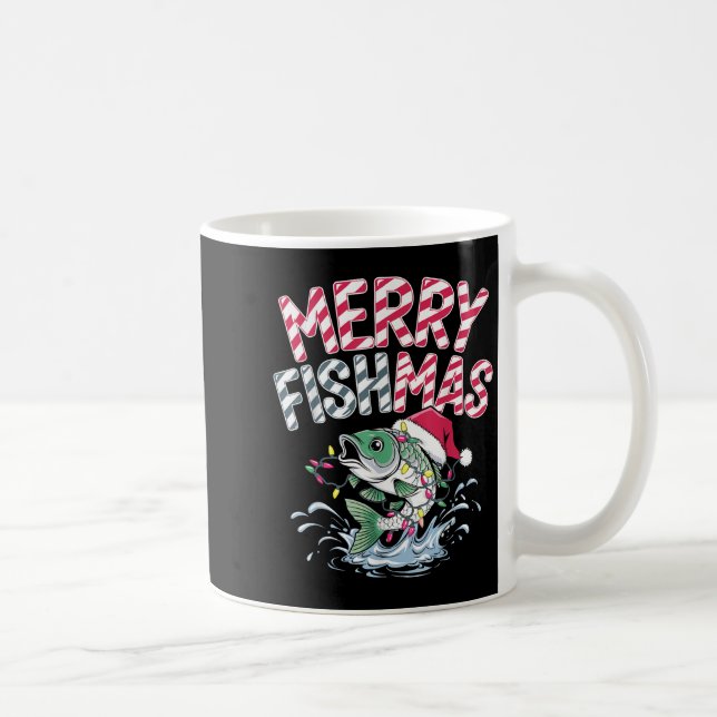 Taza De Café Merry Fishmas Santa Fishing Lovers Funny Fisherman (Derecha)