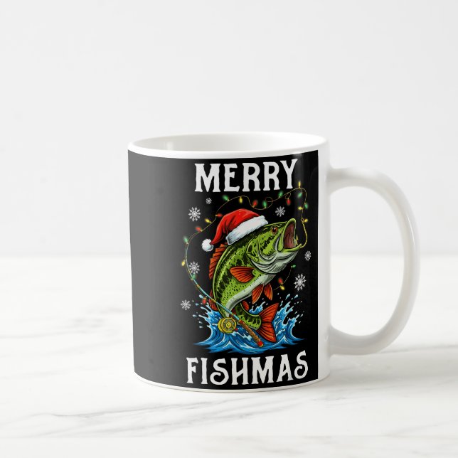 Taza De Café Merry Fishmas Santa Fishing Lovers Funny Fisherman (Derecha)