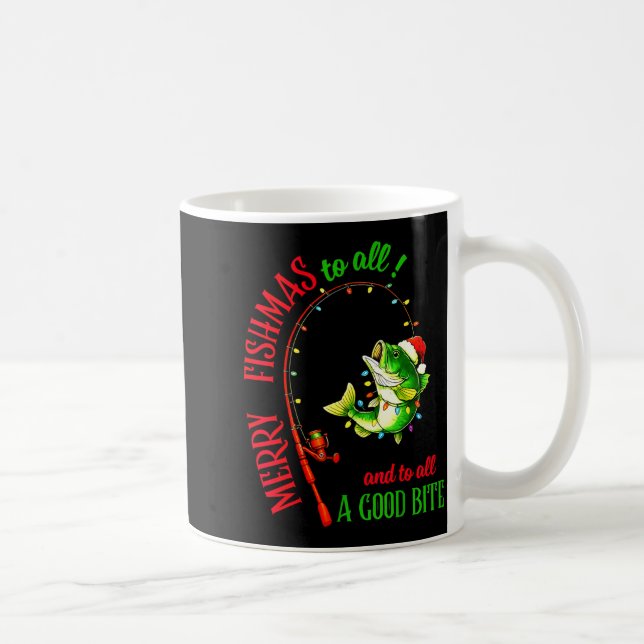 Taza De Café Merry Fishmas To All Fishing Fisherman's Funny Chr (Derecha)