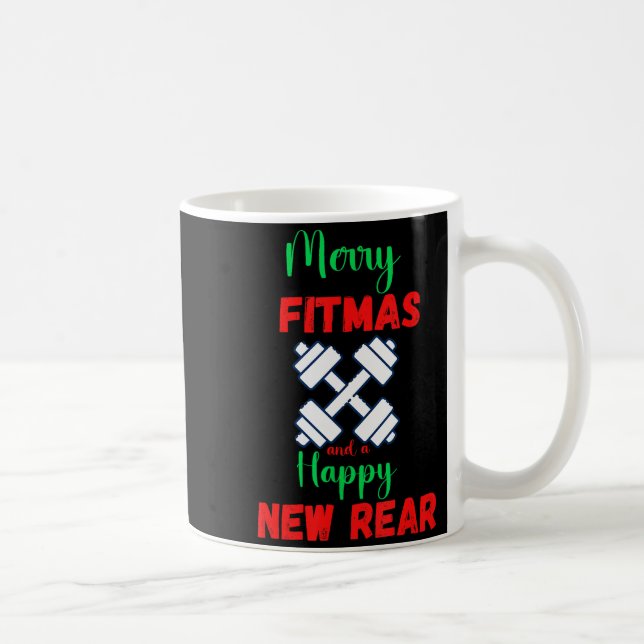 Taza De Café Merry Fitmas And Happy New Rear Fitness Funny Xmas (Derecha)