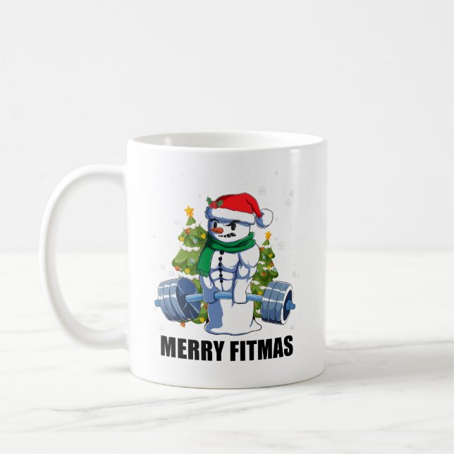 Taza De Café Merry Fitmas, Navidades divertidos, Levantamiento  (Izquierda)