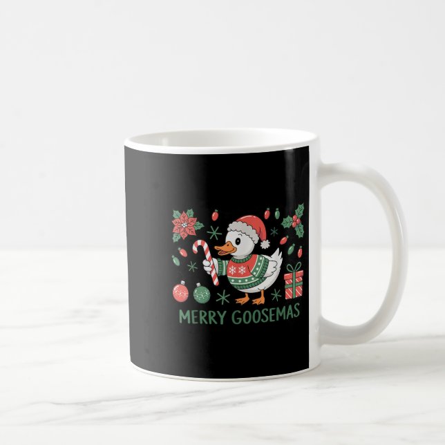 Taza De Café Merry Goosemas Cute Christmas Goose Santa Hat Ligh (Derecha)