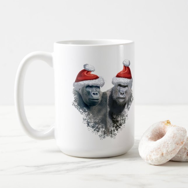 Taza De Café Merry Gorilla Christmas (Con donut)
