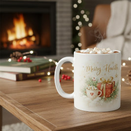 Taza De Café Merry Hearth Christmas Mug - Festive Cocoa and Gif