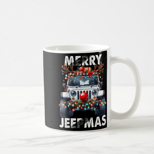 Taza De Café Merry Jeepmas Ugly Light Reindeer Christmas  (Derecha)