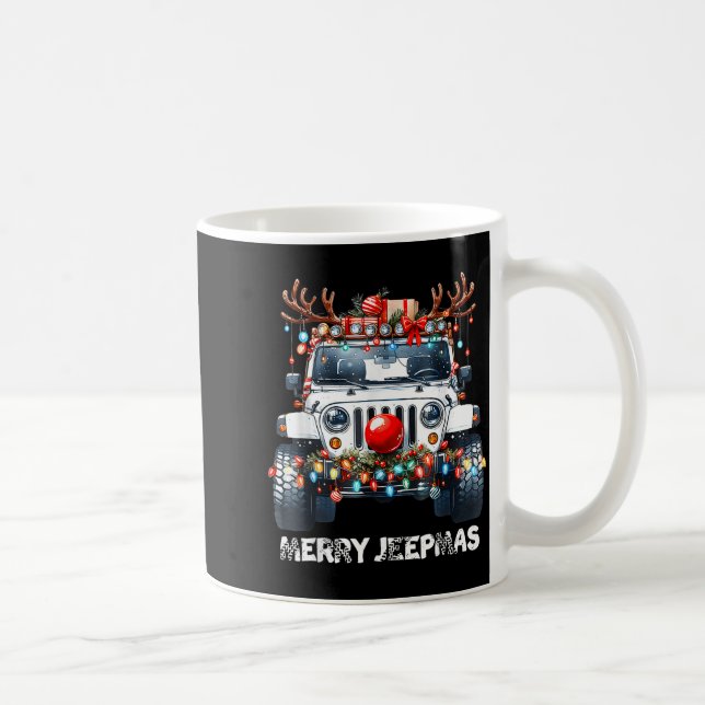 Taza De Café Merry Jeepmas Ugly Light Reindeer Christmas  (Derecha)