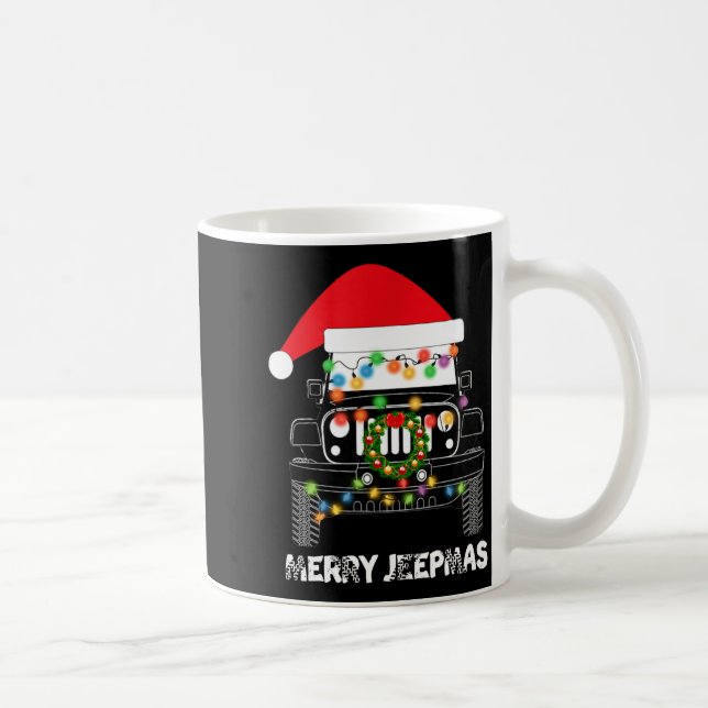 Taza De Café Merry Jeepmas Ugly Light Reindeer Christmas Long S (Derecha)