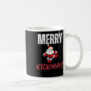 Taza De Café Merry Kick-mas Navidades divertidos Santa Claus Ka