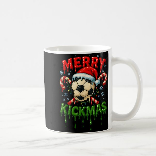Taza De Café Merry Kickmas Soccer Christmas Candy Cane Ice Crea (Derecha)