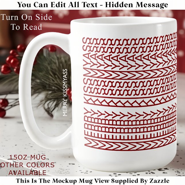 Taza De Café Merry Kissmyass 160R Hidden Message Christmas  (Subido por el creador)