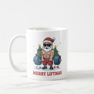 Taza De Café Merry Liftmas Levantamiento de Pesas Santa Fitness