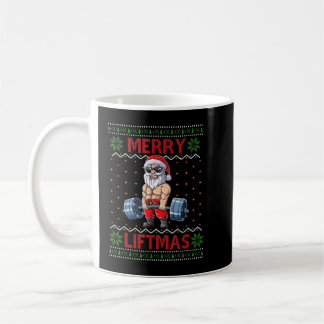 Taza De Café Merry Liftmas Ugly Christmas Santa Claus Gym Worko