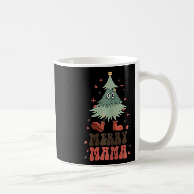 Taza De Café Merry Mama Retro Árbol de Navidad Face Groovy Matc (Derecha)