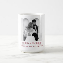 Taza De Café Merry & Married - Personalized Newlywed Christmas