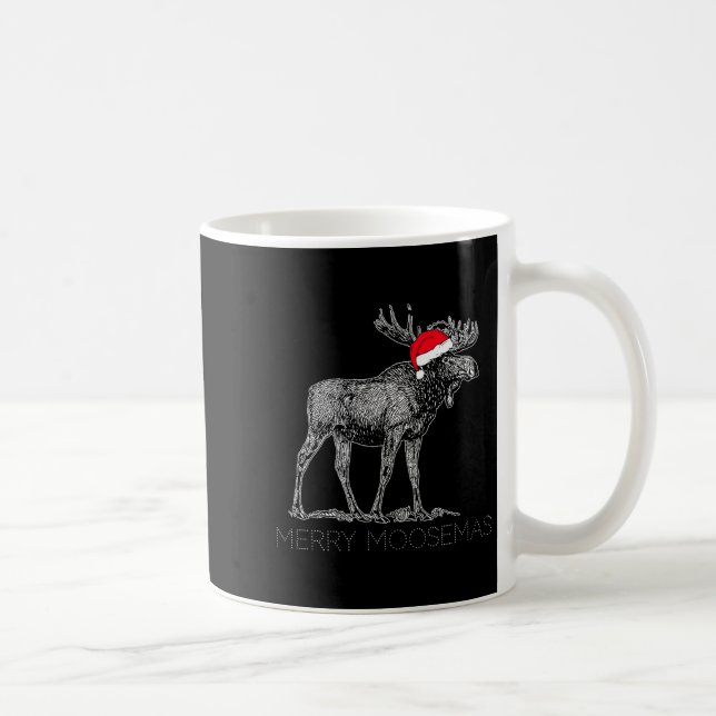 Taza De Café Merry Moosemas Christmas Moose With Santa Hat  (Derecha)