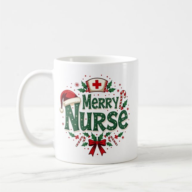 Taza De Café Merry Nurse Mug personalizado - Vacaciones para Na (Izquierda)