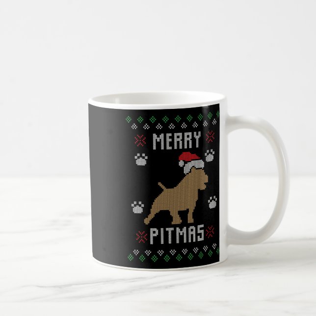Taza De Café Merry Pitmas graciosos Navidades feos Sweater Pit  (Derecha)