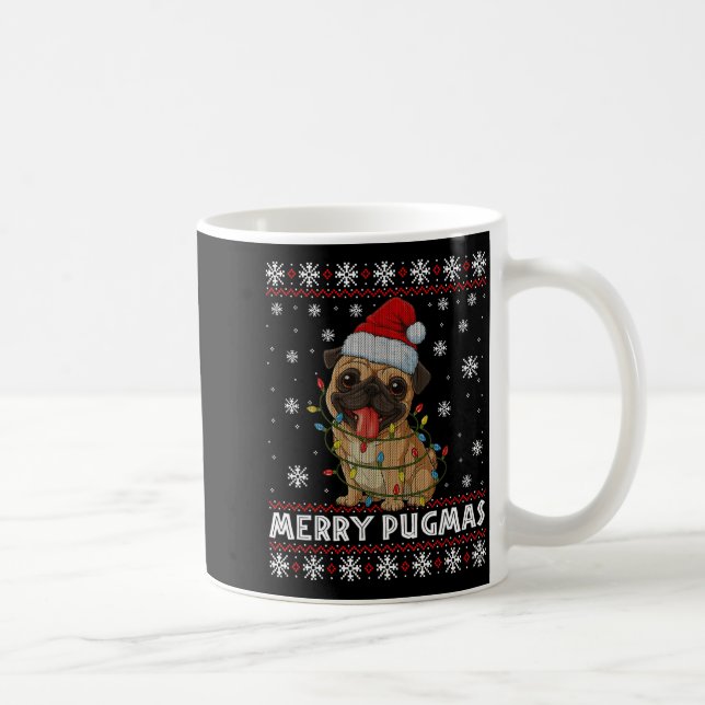 Taza De Café Merry Pugmas Ugly Christmas Sweater Cute Pug Dog  (Derecha)