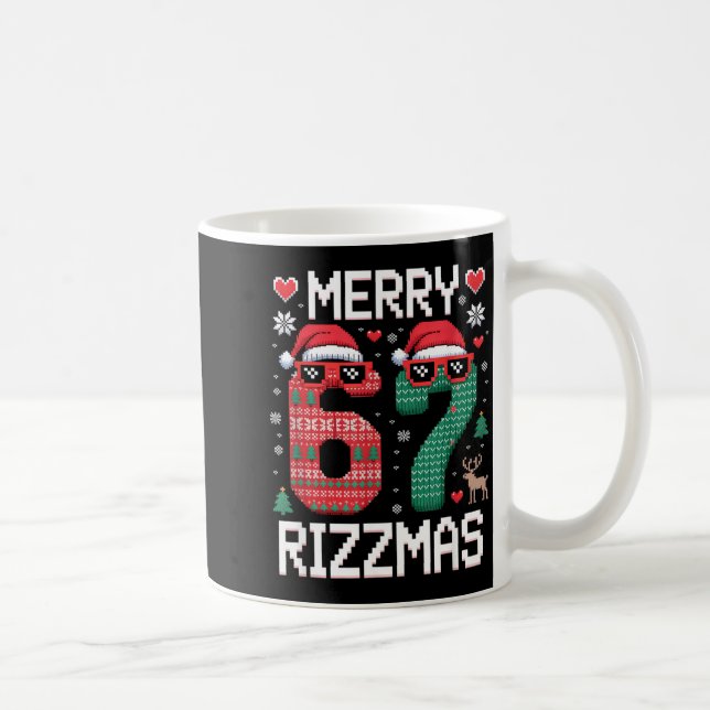 Taza De Café Merry Rizzmas 67 Knitted Sweater Sungles Funny  (Derecha)