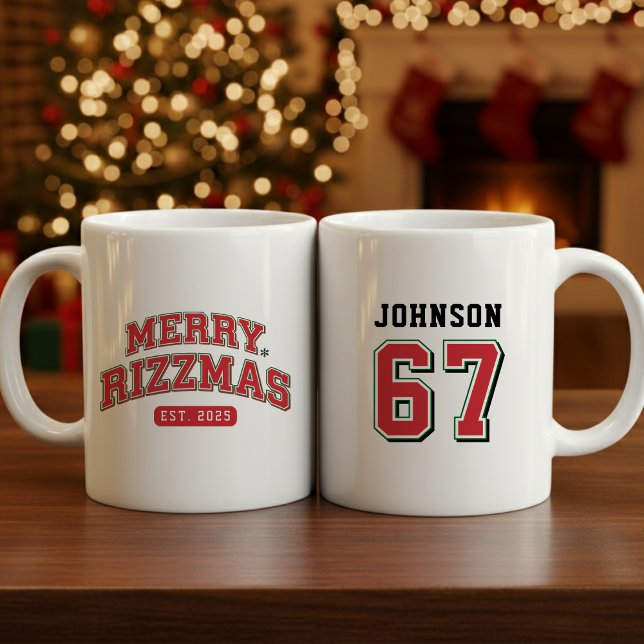 Taza De Café Merry Rizzmas Athletic Sports Jersey Christmas (Subido por el creador)