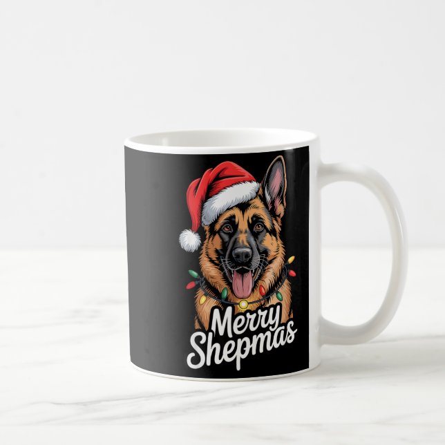 Taza De Café Merry Shepmas German Shepherd Christmas Lights Hum (Derecha)