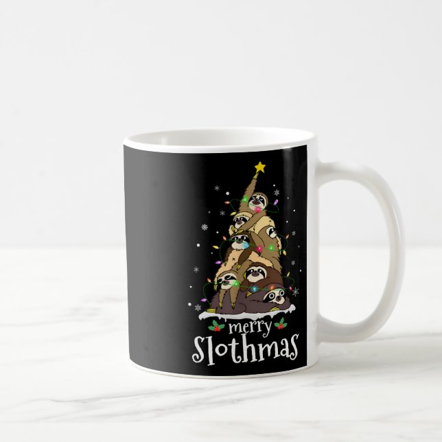 Taza De Café Merry Slothmas Cute Xmas Sloth Santa Hat Navidades (Derecha)
