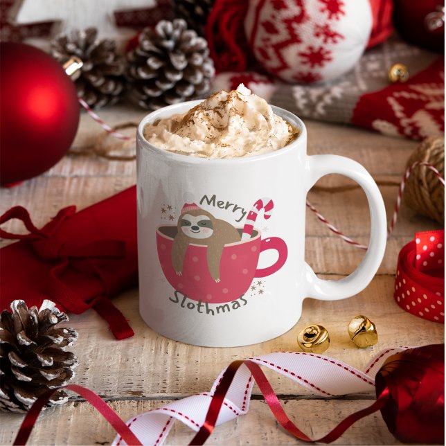 Taza De Café Merry Slothmas Navidades de moda en moda (Subido por el creador)