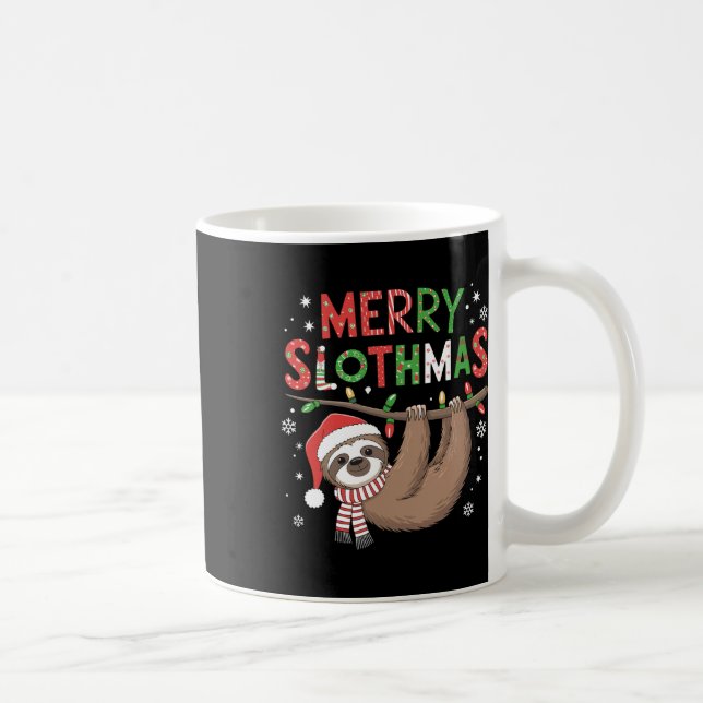 Taza De Café Merry Slothmas Santa Hat Pajamas Sloth Lover Chica (Derecha)