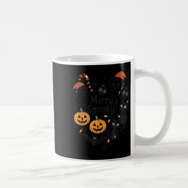 Taza De Café Merry Soky Halloween Christmas Cute Cats Pumpkins  (Derecha)