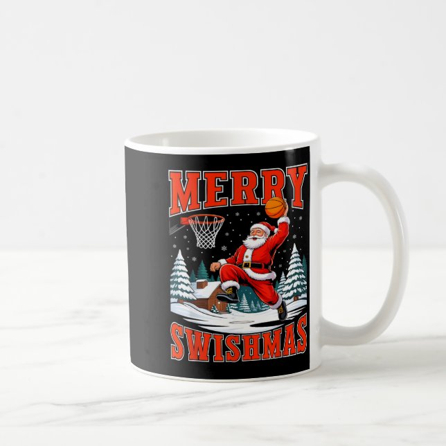 Taza De Café Merry Swishmas Santa Playing Basketball Christmas  (Derecha)