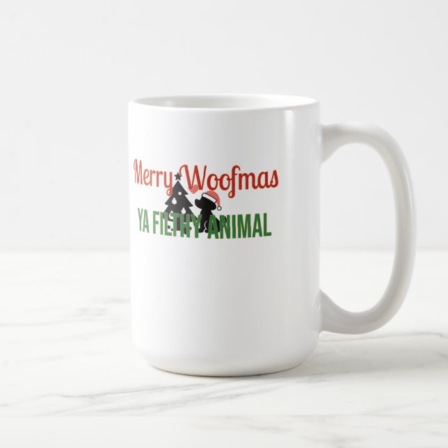 Taza De Café Merry Woofmas Ya Filthy Animal (Derecha)