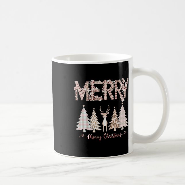 Taza De Café Merry Xmas Leopardo Cheetah Buffalo Rosa Plaid Chr (Derecha)
