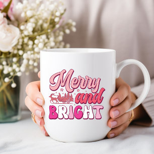 Taza De Café Merry y Bright: Navidades bebiendo café Mug