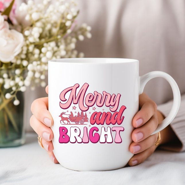 Taza De Café Merry y Bright: Navidades bebiendo café Mug (Subido por el creador)