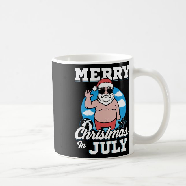 Taza De Café Merrychristmas In July Funny Santa  (Derecha)