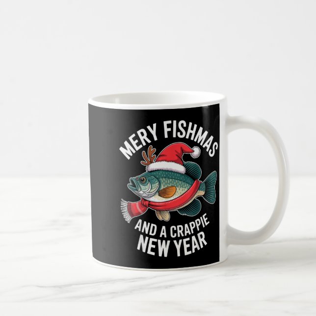 Taza De Café Mery Fishmas And A Crape New Year Funny Fishing Ch (Derecha)